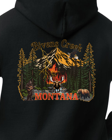 Bivens Creek Fire / Incident Hoodie Hoody Grizzly Bear Bigfoot Moose Eagle