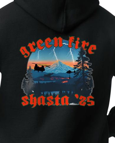 Green Fire Mt. Shasta / Incident Hoodie Gildan Heavy Blend 50/50 Black