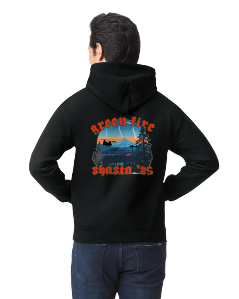 Green Fire Mt. Shasta / Incident Hoodie Gildan Heavy Blend 50/50 Black