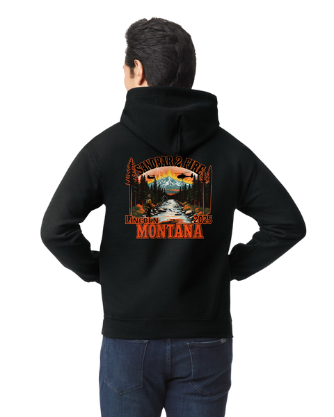 Sandbar 2 Fire Hoodie Black Fire/Incident Hoodie Bigfoot Sasquatch Lincoln, MT