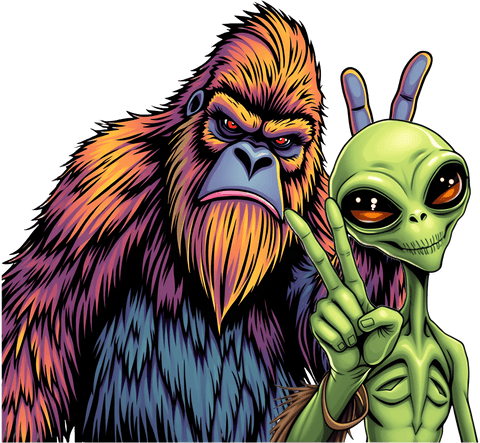 Sasquatch and Alien Best Friends Hoodie