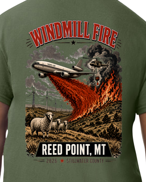 Windmill Fire T-Shirt Reed Point MT | Air Tanker Wildland Fire 2026