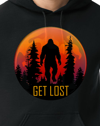 Bigfoot Sasquatch Get Lost Moonrise Hoodie Sweatshirt