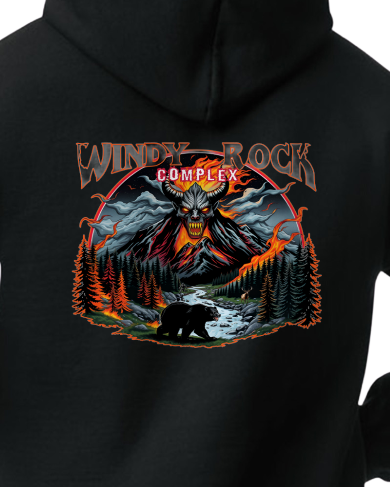 Windy Rock Complex Fire / Incident Black Hoodie Hoody Bear Devil Elk Bigfoot