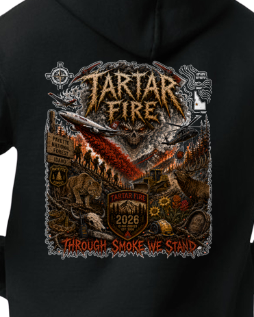 TARTAR FIRE PAYETTE NATIONAL FOREST, BOISE ID 2026 Fire Incident Hoodie ELK MOUNTAIN LION BLACKHAWK