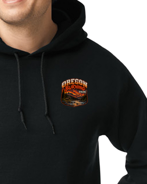 Salmon Fire 2026 Hoodie – Blue Mountains, OR | Bigfoot, Salmon & Bald Eagle