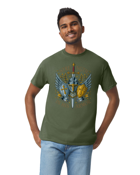 Strength in His Armor Christian T-Shirt