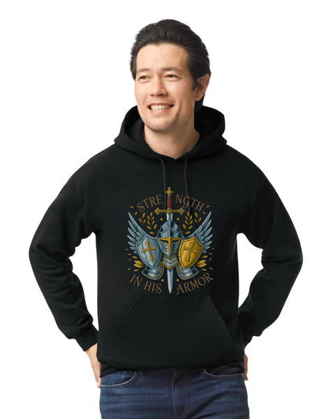 Strength in His Armor Christian Hoodie
