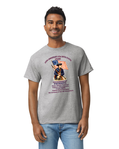 250th Anniversary of the USA Descendant of a Patriot T-Shirt – Gildan G500