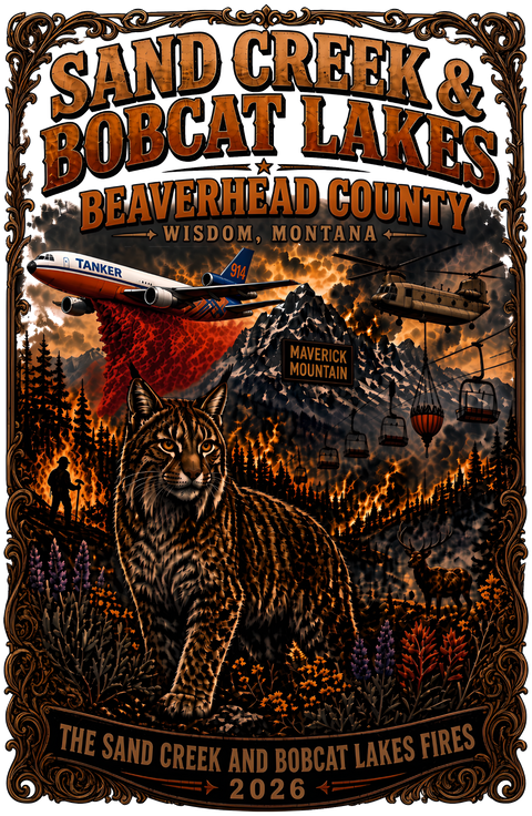 Sand Creek Bobcat Lakes 2026 Fire Incident Hoodie | Wisdom, MT | Air Tanker Elk Chinook