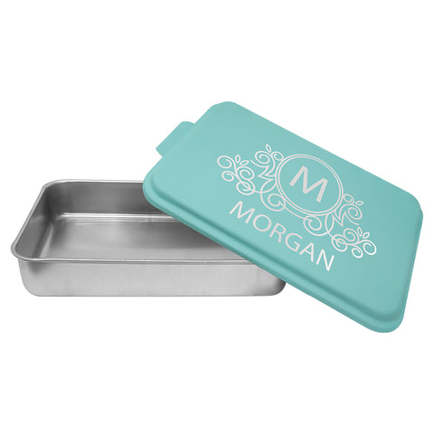 Personalized Aluminum Cake Pan with Black Powder Coated Lid