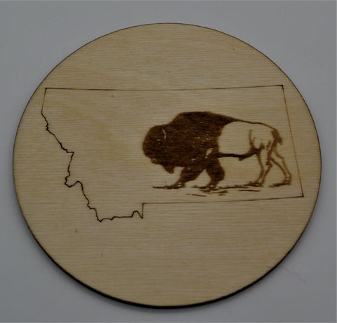 Made in Montana Bison / Buffalo 4" Coaster!
