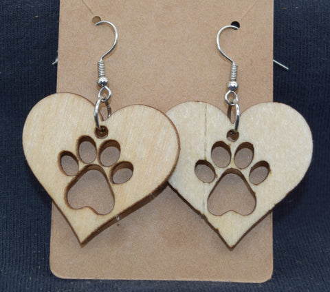 Adorable Birch Hearts and Puppy Paws Earrings! Made in Montana!