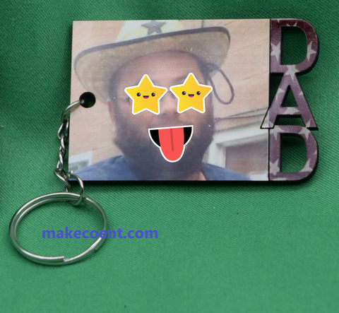 Dad Mom Family Love or Custom Text Sublimation Blank Keyring! Made in USA!