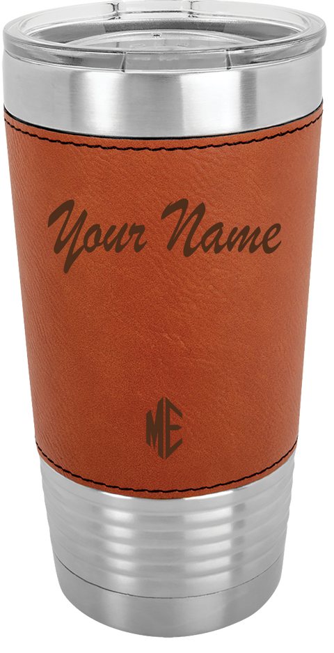 Montana Theme Polar Camel Laser Engraved Rawhide Wrapped 20oz Tumbler!