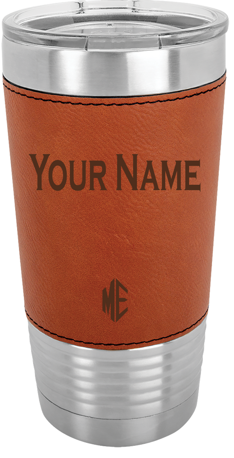 Montana Theme Polar Camel Laser Engraved Rawhide Wrapped 20oz Tumbler!